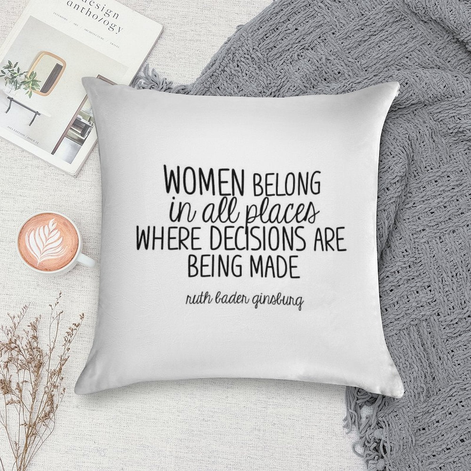 Ruth Bader Ginsburg Soft Shrink-Resistant Throw Pillow