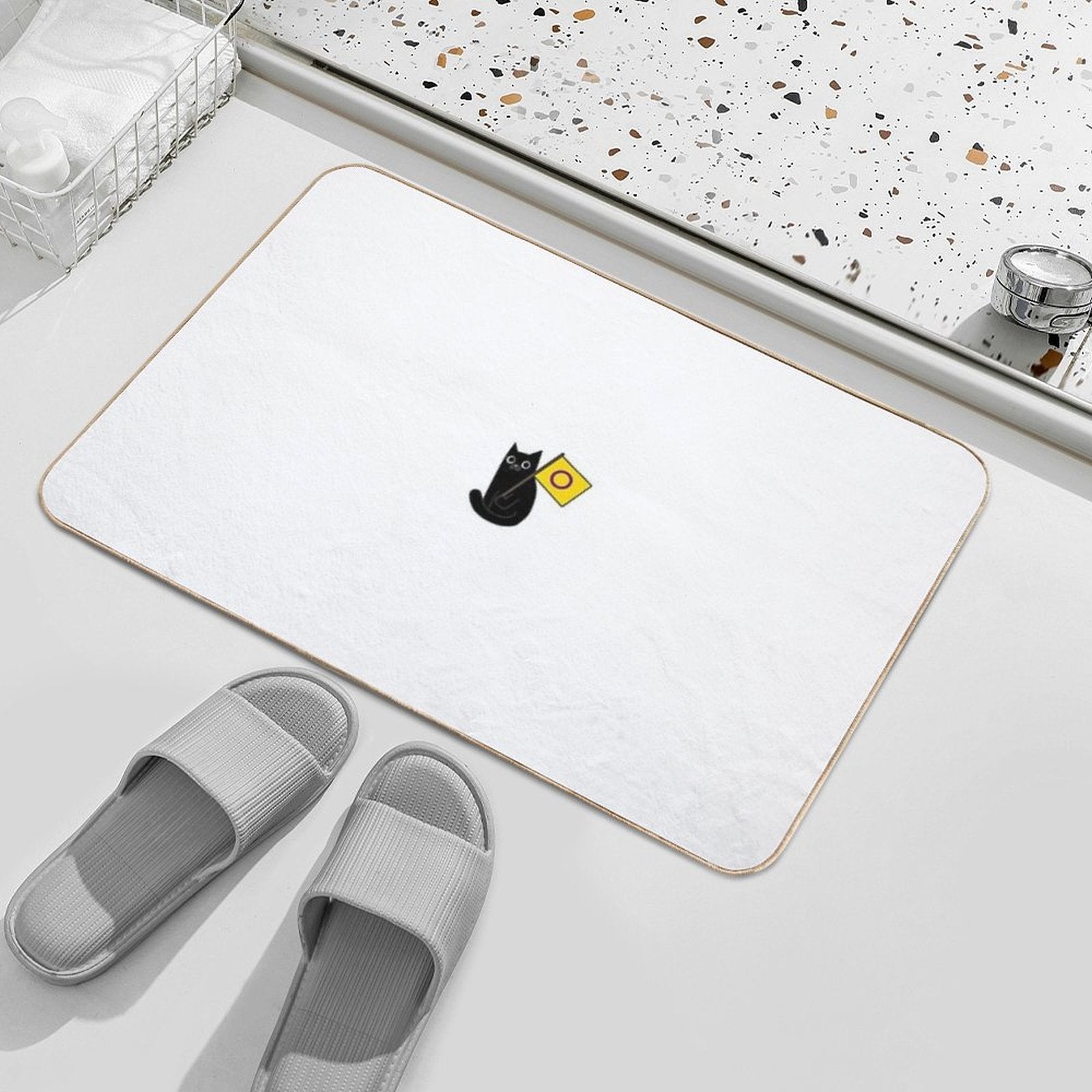 Intersex Pride Flag Black Cat Sticker  Versatile Bath Mat