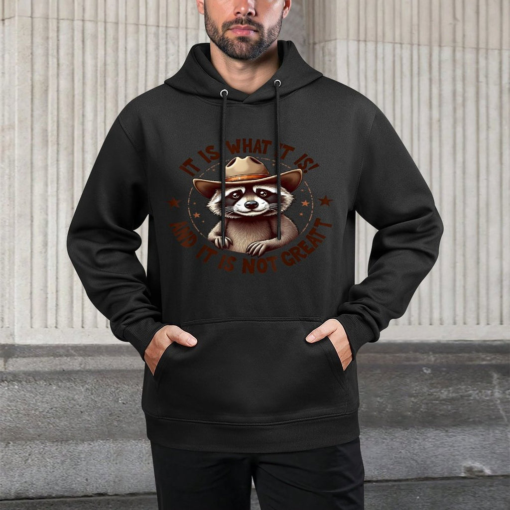 It Is What It Is And It Is Not Great Raccoon Lovers Vintage Cotton-Polyester Blend Hoodie