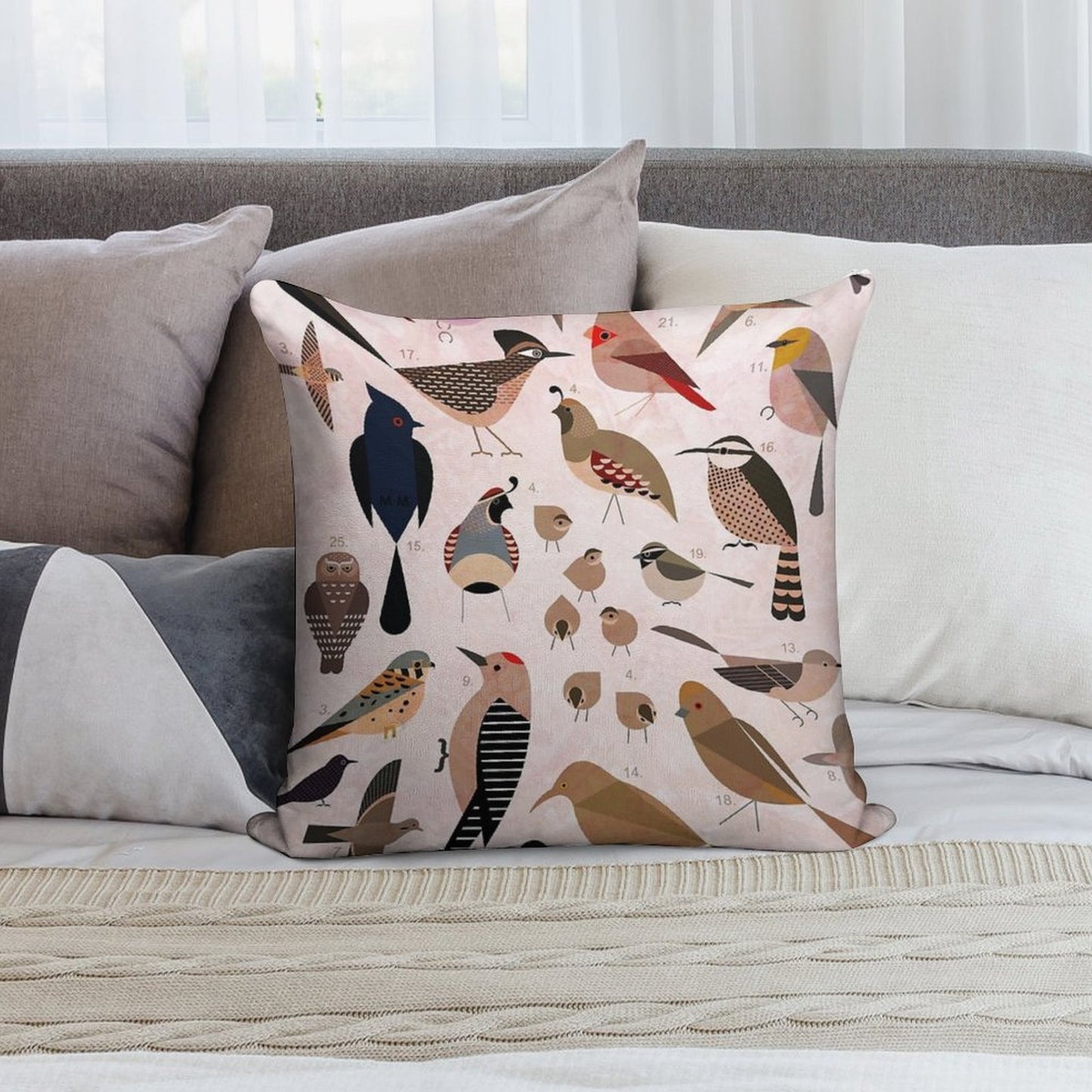 Sonoran Birds Soft Reinforced Edging Throw Pillow
