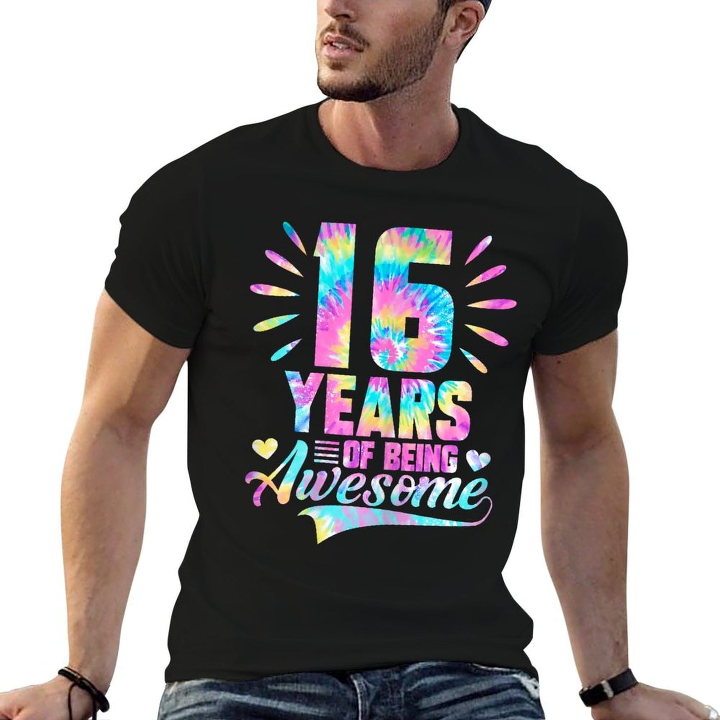 16th Birthday Gift Idea Tie-Dye 16 Year Of Being Awesome  Polyester Blend T-Shirt