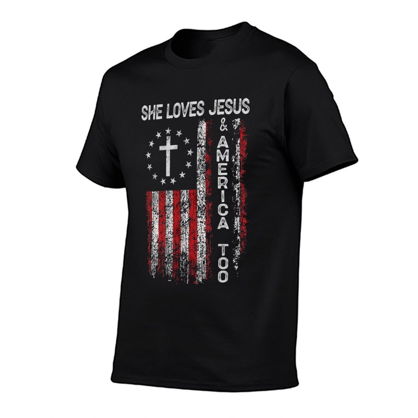 Womens She Loves Jesus And America Too Women USA  Affordable Price T-Shirt