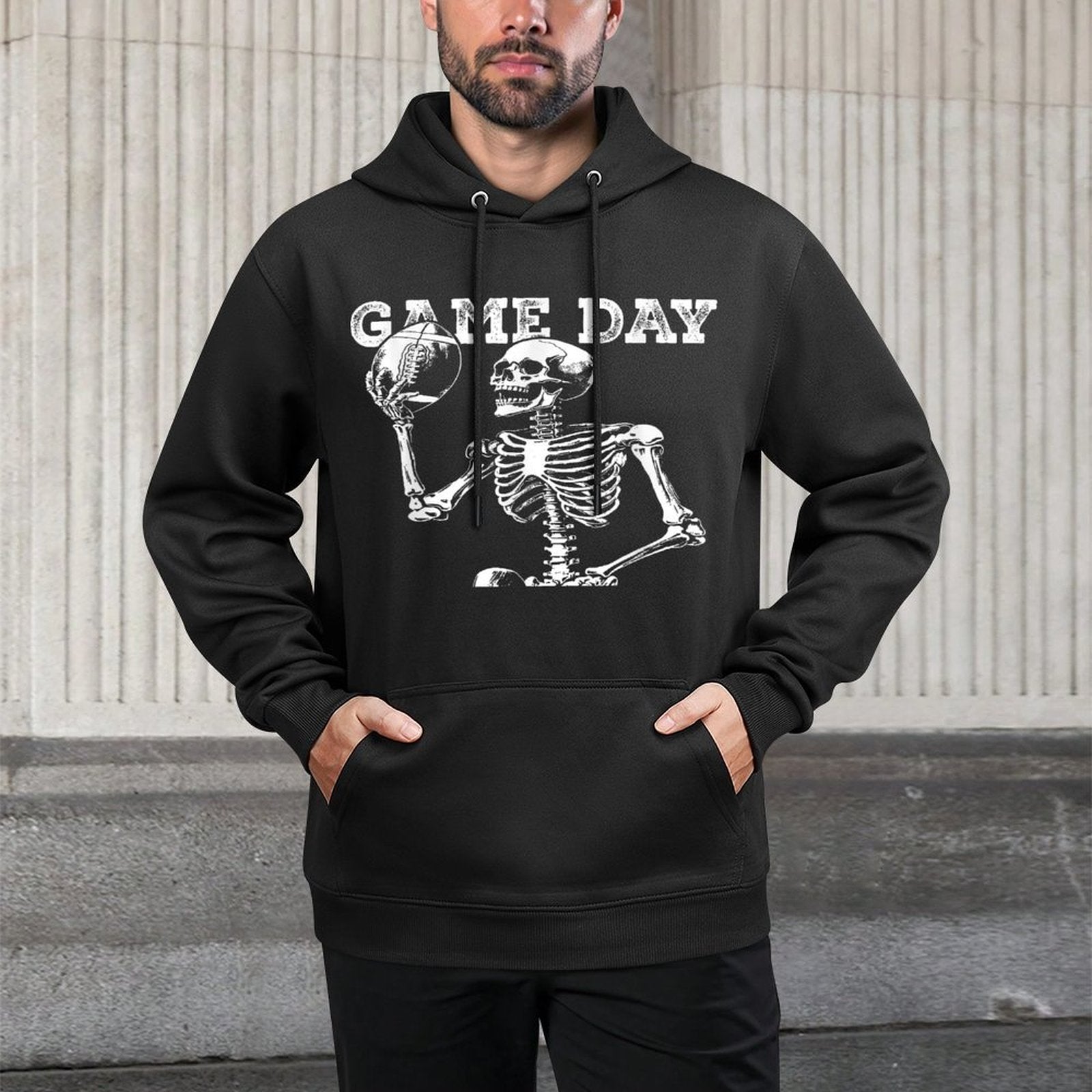 Halloween American Football Skeleton For Men Boys Game Day Moisture-Wicking Hoodie