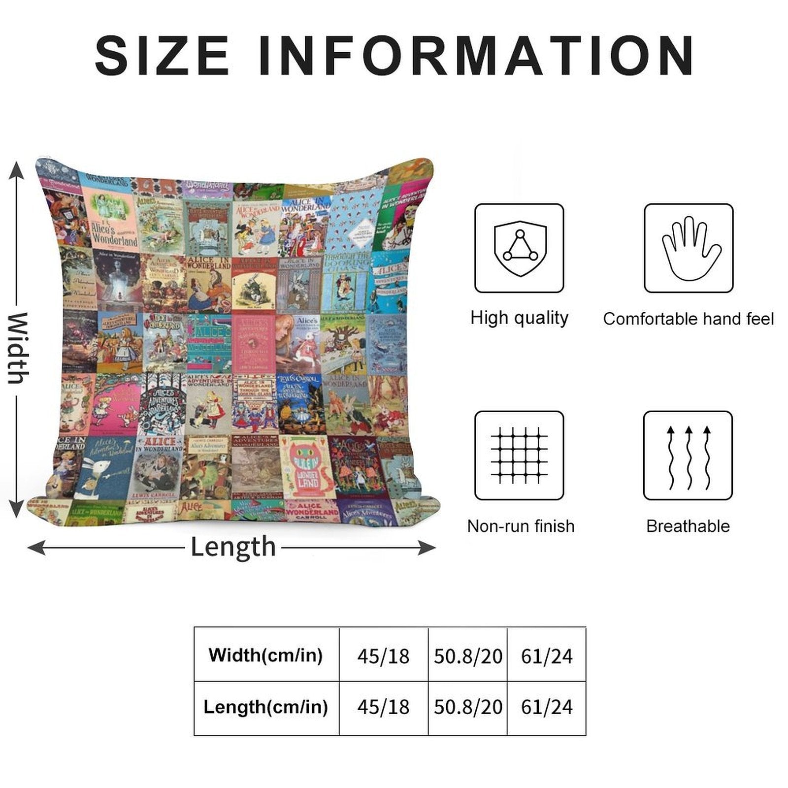 Alice in Wonderland Soft Skin-Friendly Throw Pillow