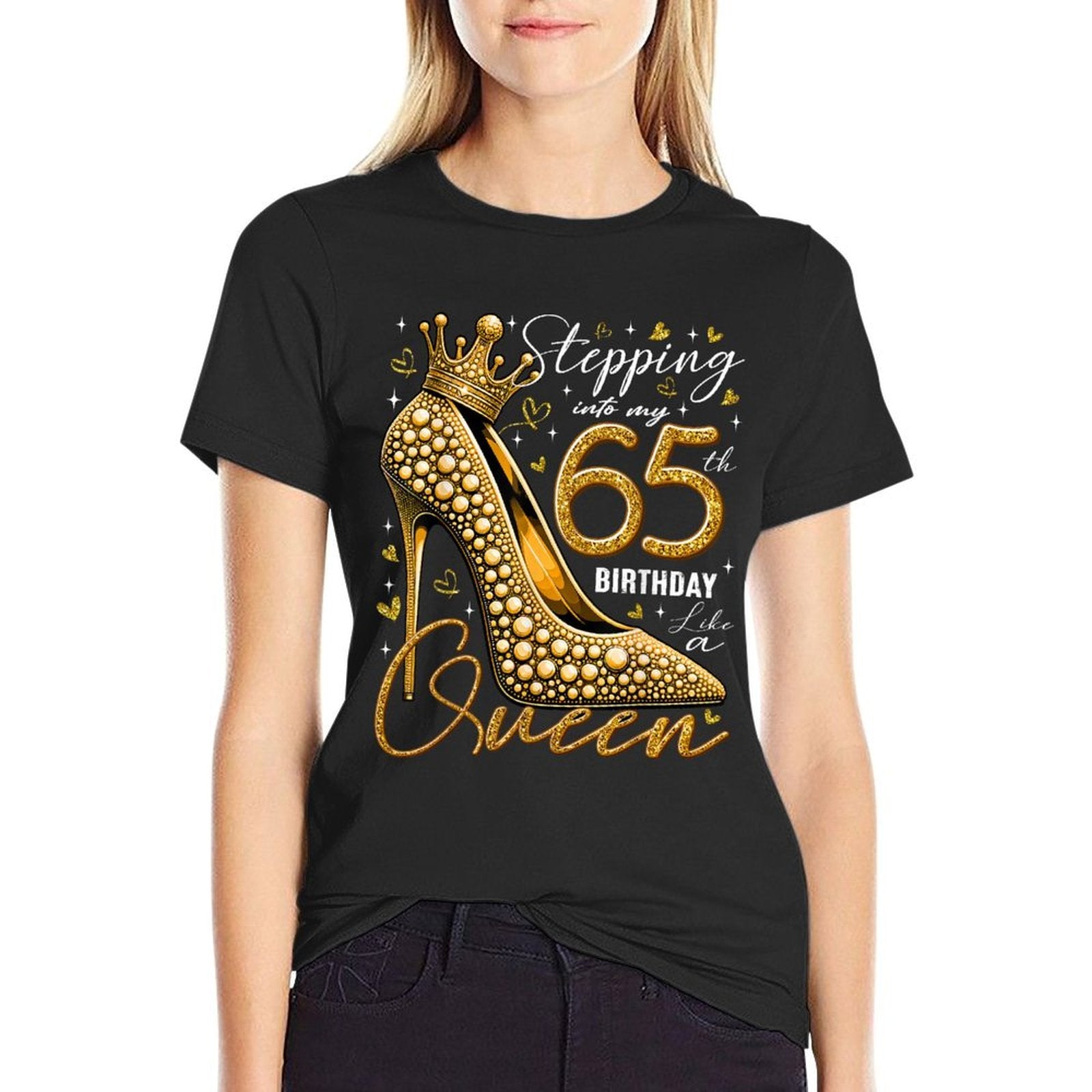 65 Year Old Gifts High Heels Stepping Into My 65th Birthday  Trendy Pattern T-Shirt