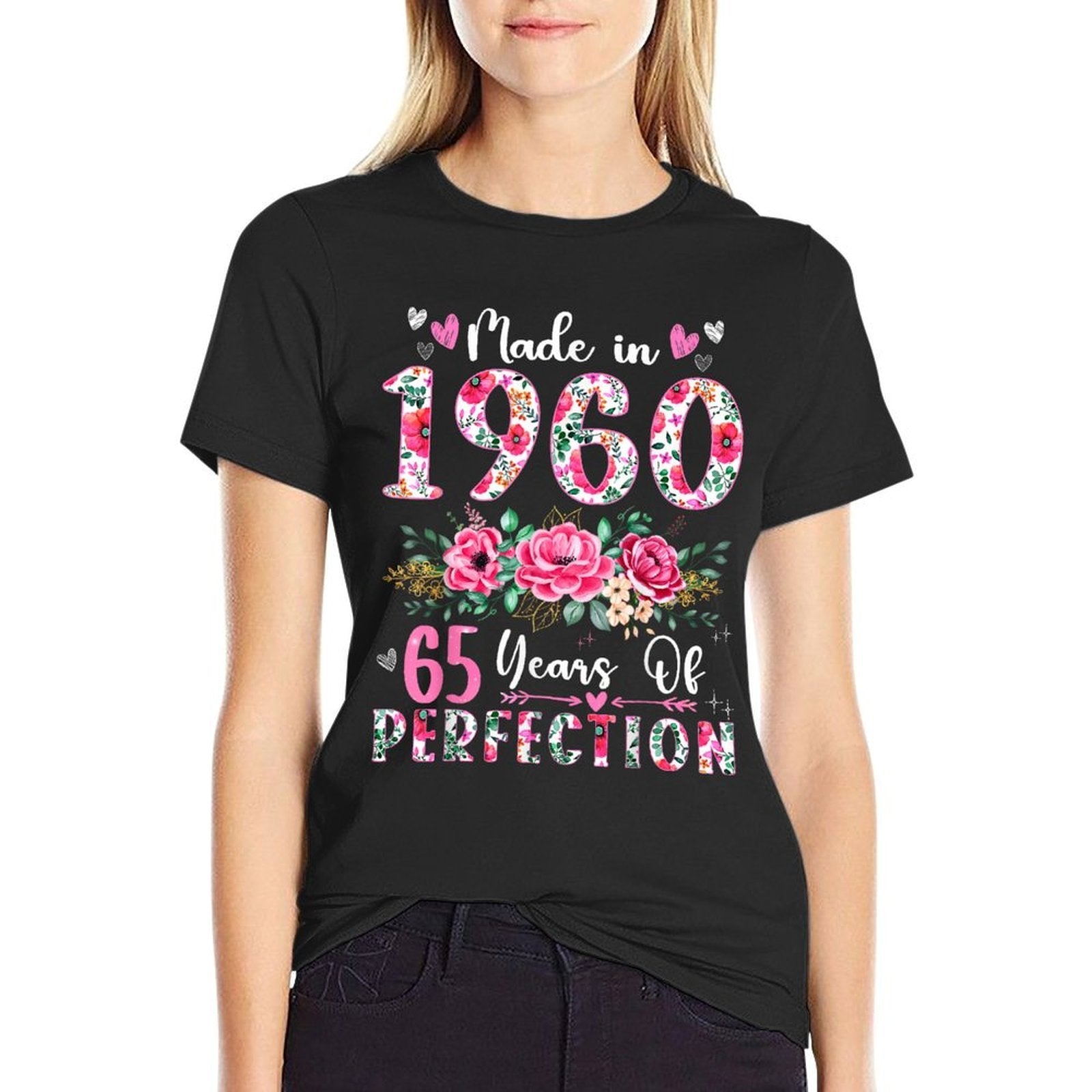 65 Year Old Made In 1960 Floral 65th Birthday Women  Durable T-Shirt