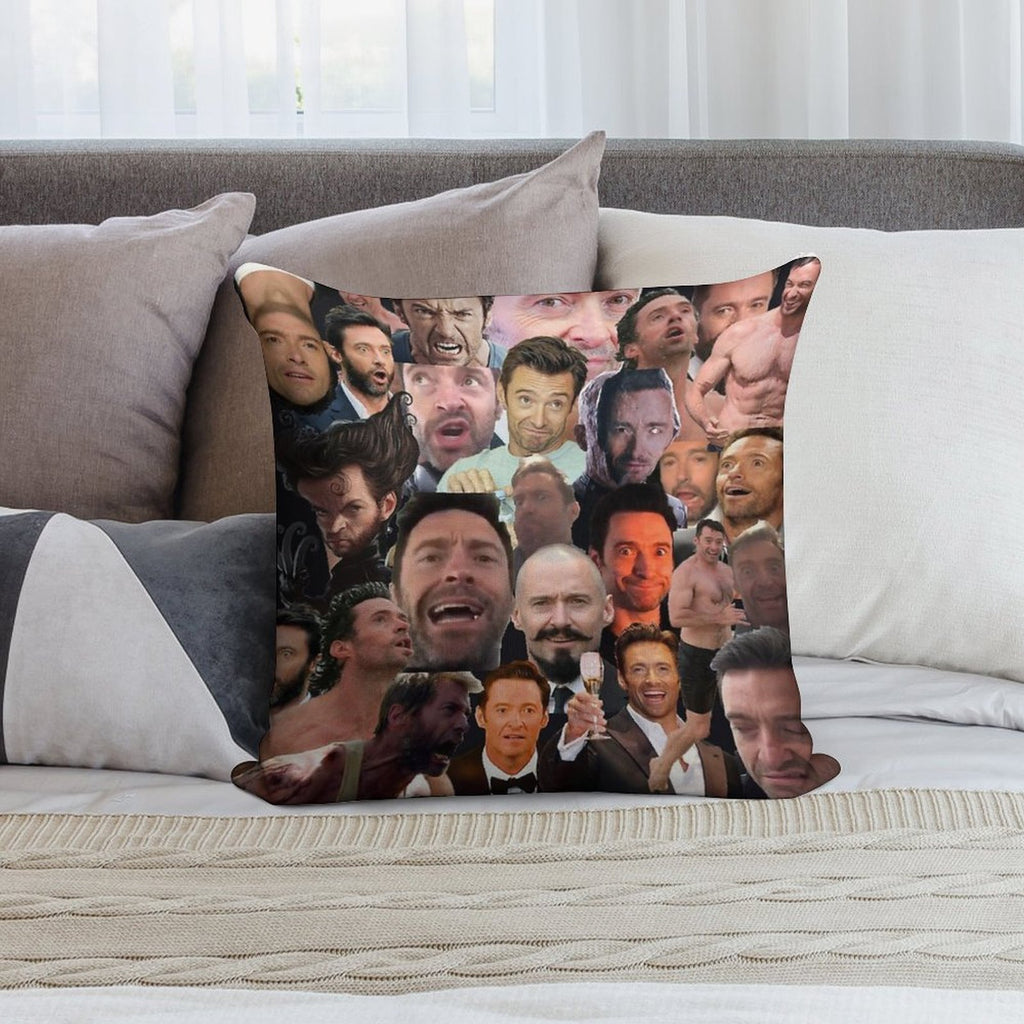 Hugh Jackman's Many Faces Soft Style Accent Throw Pillow