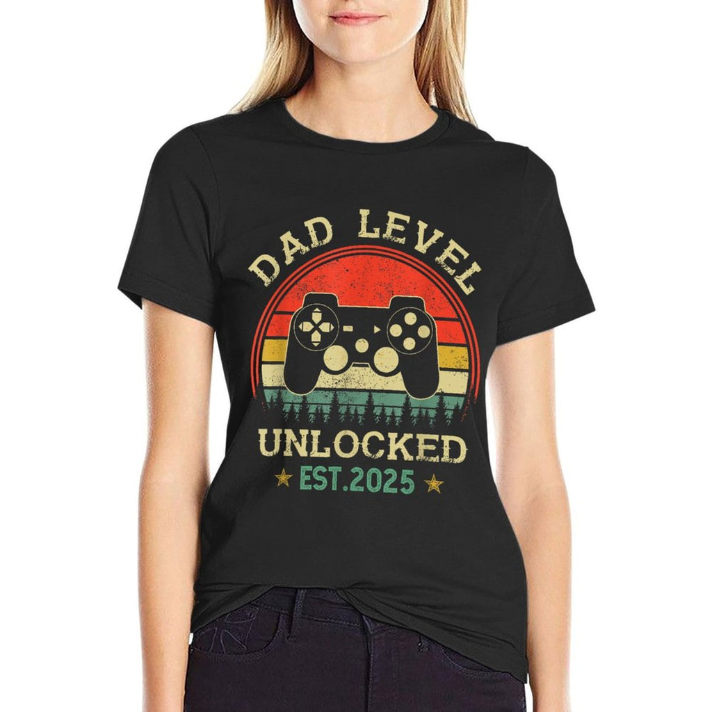 Dad Level Unlocked Est 2025 Video Gamer Daddy Fathers Day  Heathered Texture T-Shirt