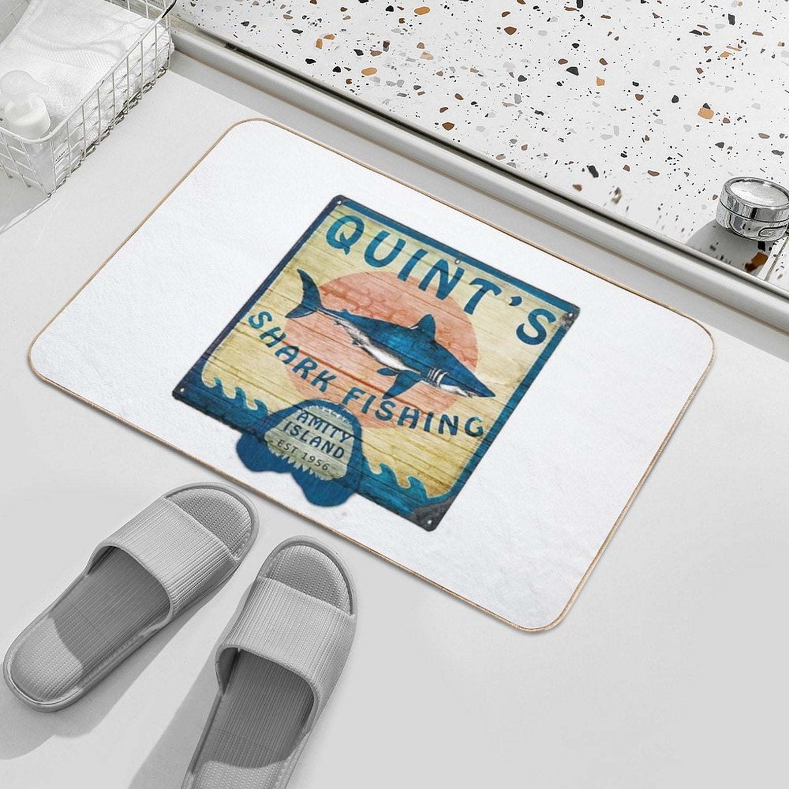Quint's Shark Fishing  Anti-Trip Bath Mat