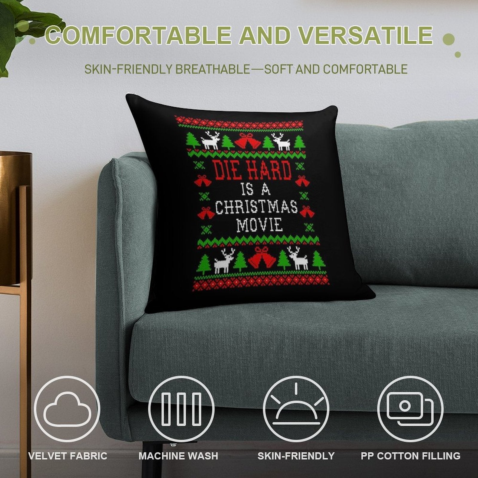 Die Hard Is A Christmas Movie Soft Washable Throw Pillow