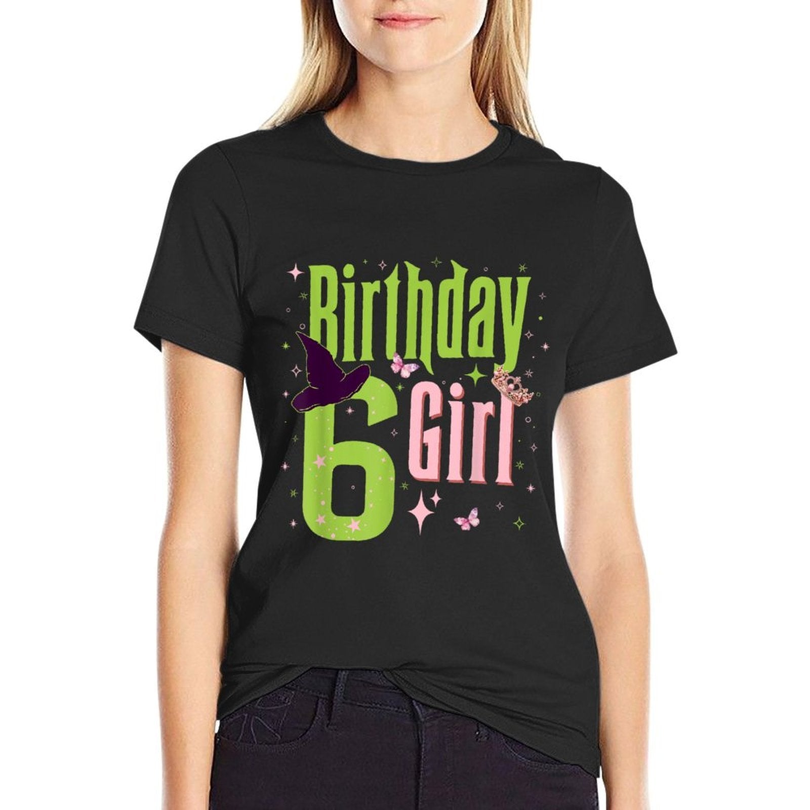 6Th Birthday Witch Pink And Green 6 Year Old Birthday Girl  Eco-friendly Material T-Shirt