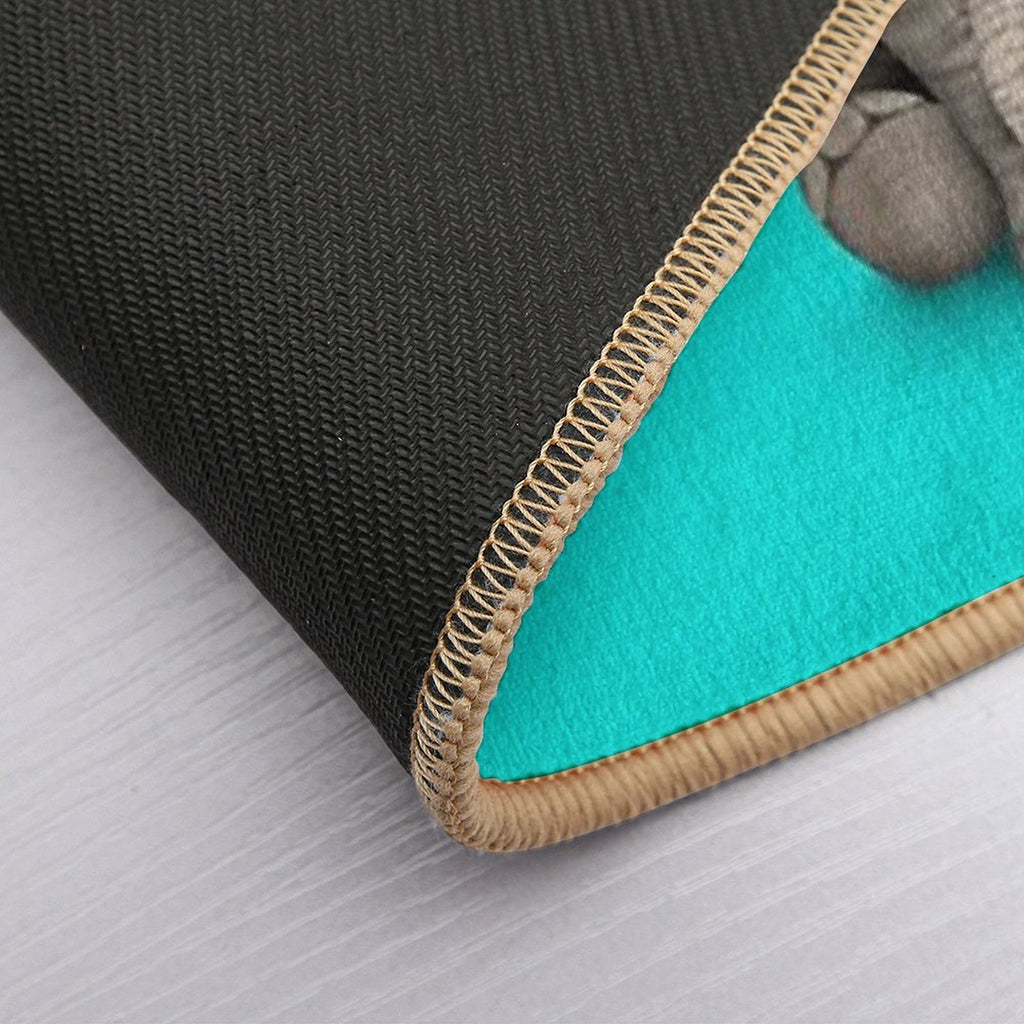 Cute Baby Elephant Calf with Reading Glasses on Blue  Dirt-Trapping Bath Mat