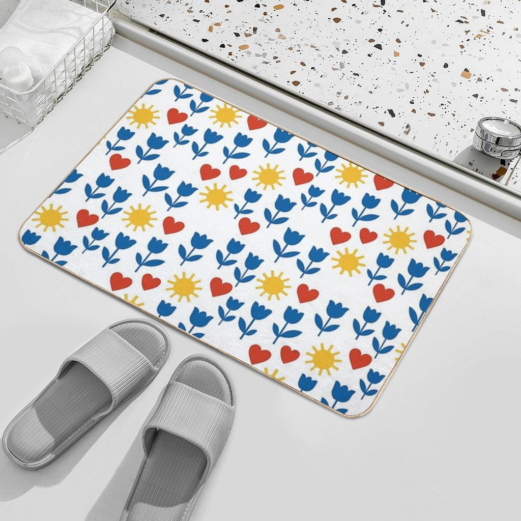 Sunshine & Love - Floral Pattern  Eco-Friendly Bath Mat