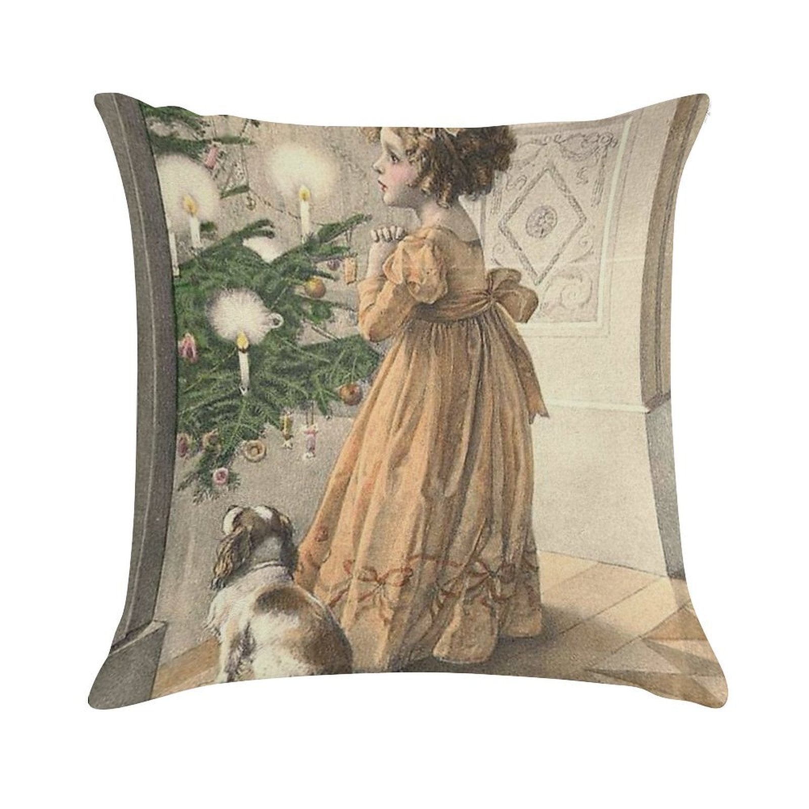 Vintage Victorian Christmas Soft Bedroom Essential Throw Pillow