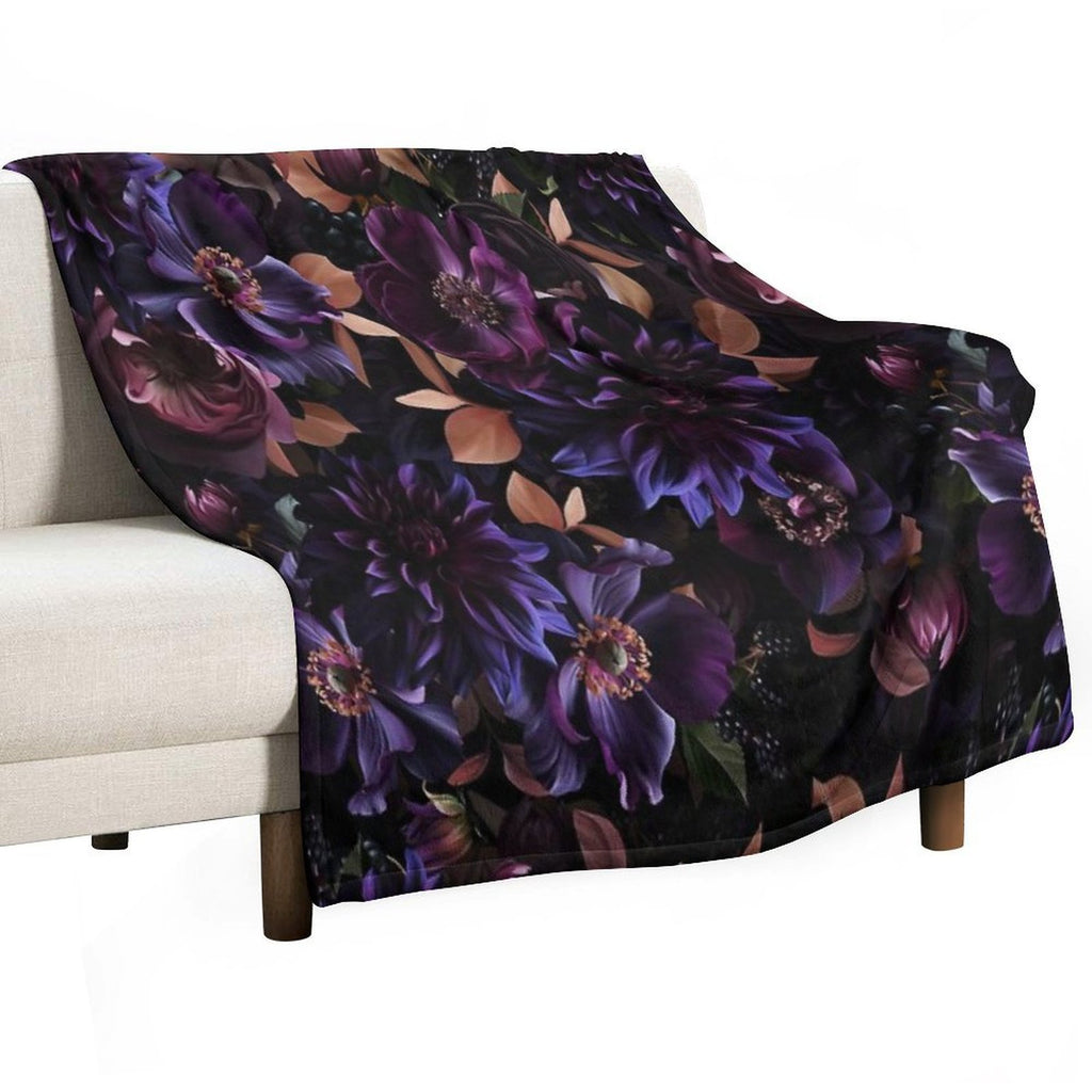Mystic Moody Dark Florals Nightgarden Compact Throw Blanket