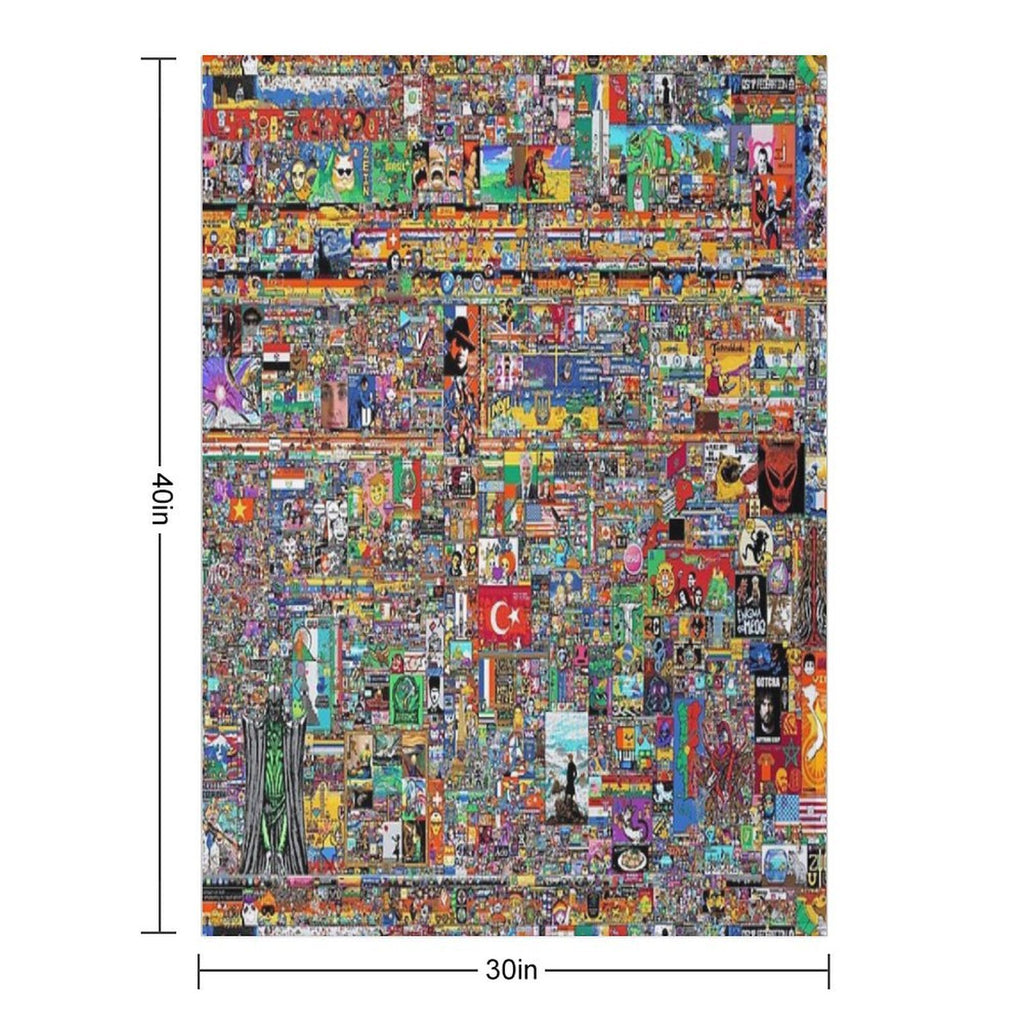 Final Canvas of Reddit Place 2023 Comfort Throw Blanket
