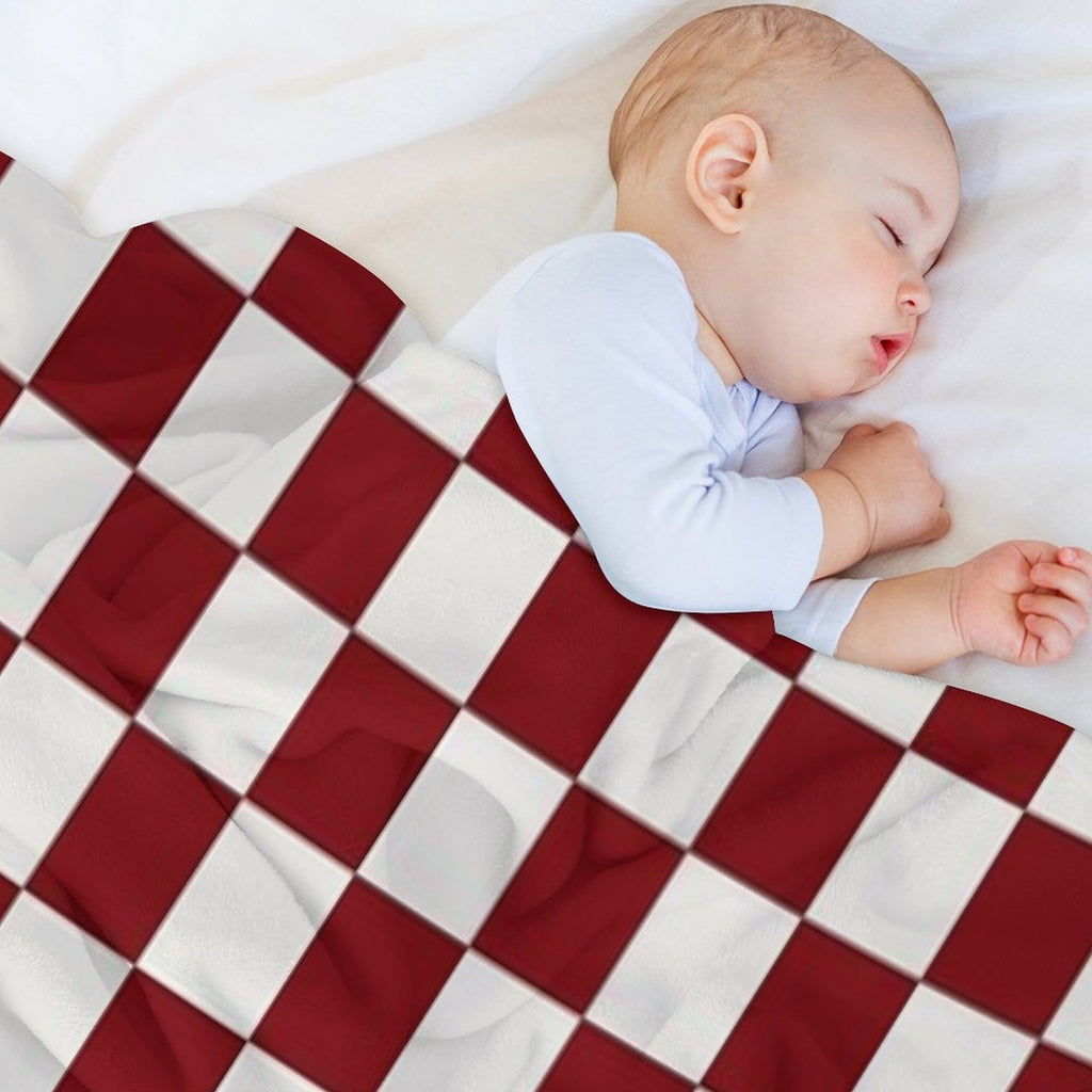 Checkerboard Cherry & Cream Machine-washable Throw Blanket