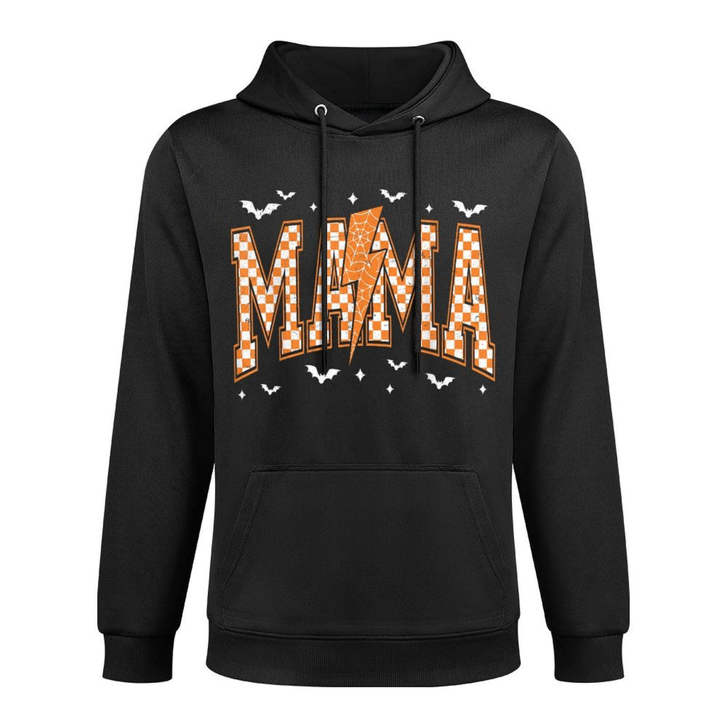 Mama Halloween Costume Spooky Season Women Checkered Bat Colorfast Hoodie