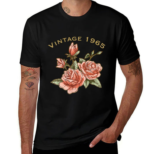 Womens Vintage 1965 Rose Flower Lover 60th Birthday Christmas Women  Relaxed-fit T-Shirt