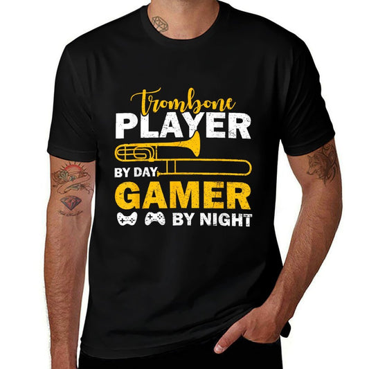 Trombone Player By Day Gamer By Night Funny Trombonist  Quick-drying T-Shirt