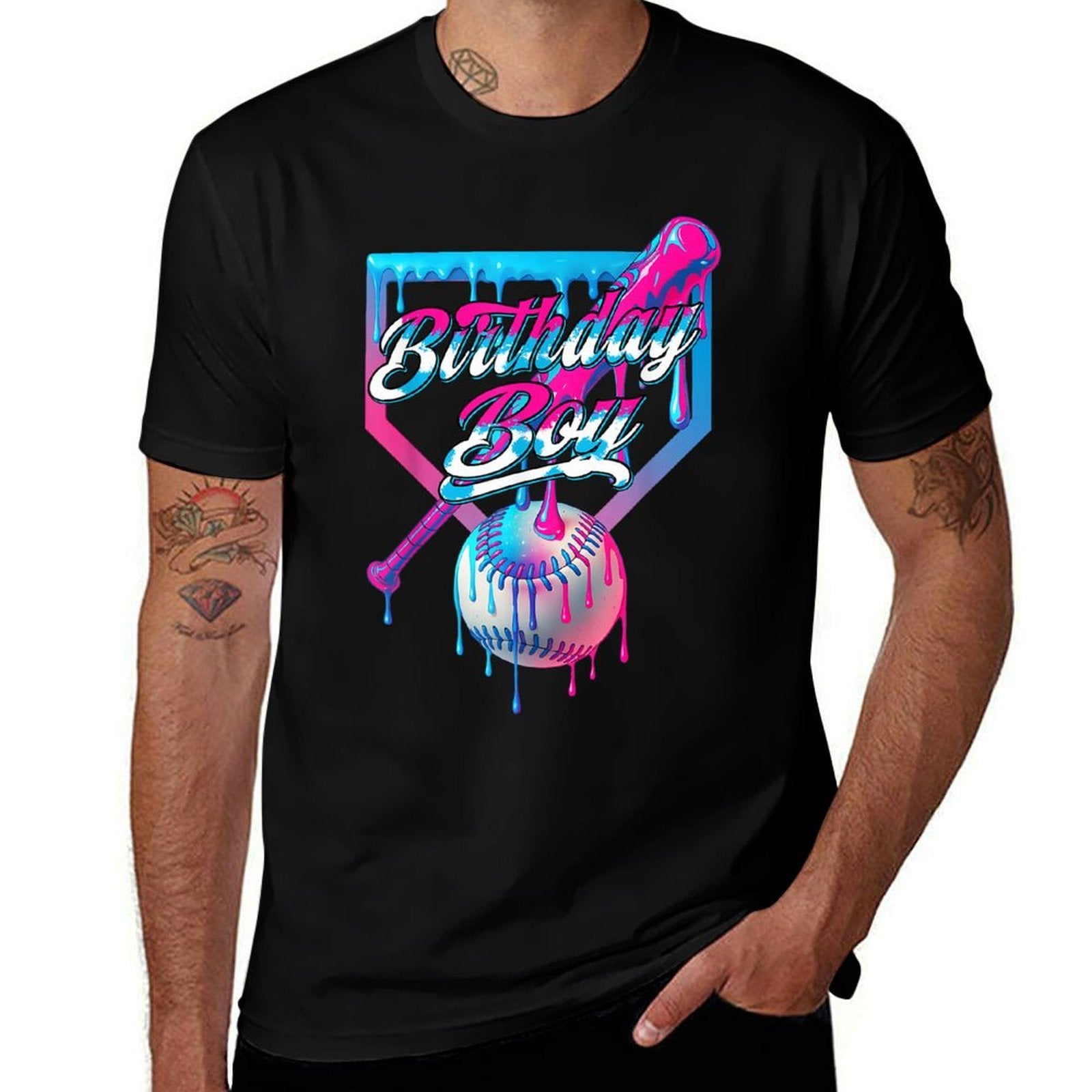 Baseball Ice Cream Drip Birthday Boys Youth Kids Party  Classic T-Shirt