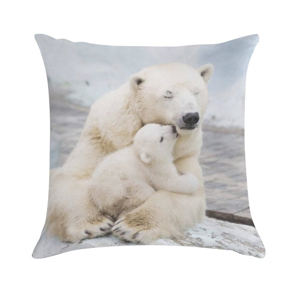 Polar Bear And Baby Soft Fade-Resistant Throw Pillow