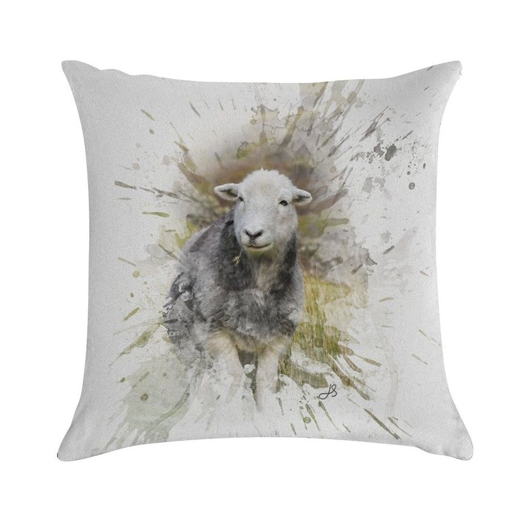 Herdwick Sheep Watercolour Photograph Soft Style Accent Throw Pillow