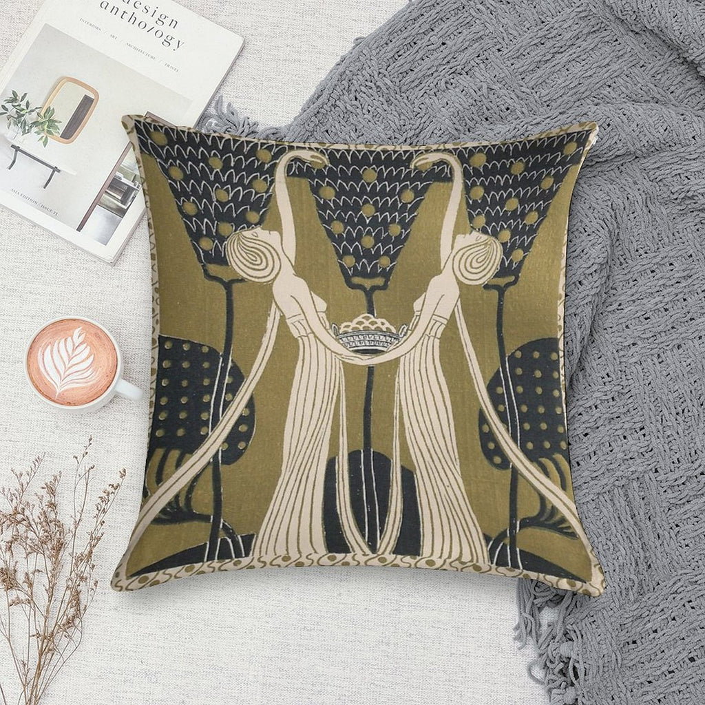 Art Nouveau Women Soft Durable Construction Throw Pillow