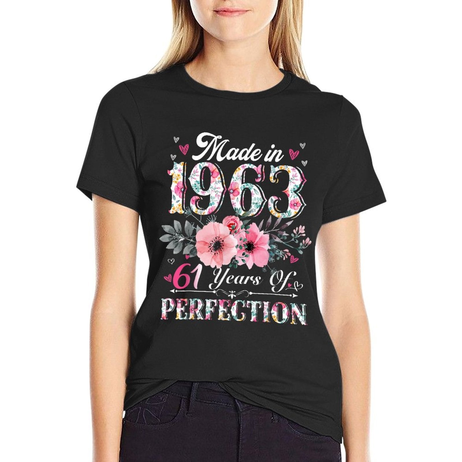 61 Year Old Made In 1963 Floral 61st Birthday Gifts Women  Affordable Price T-Shirt