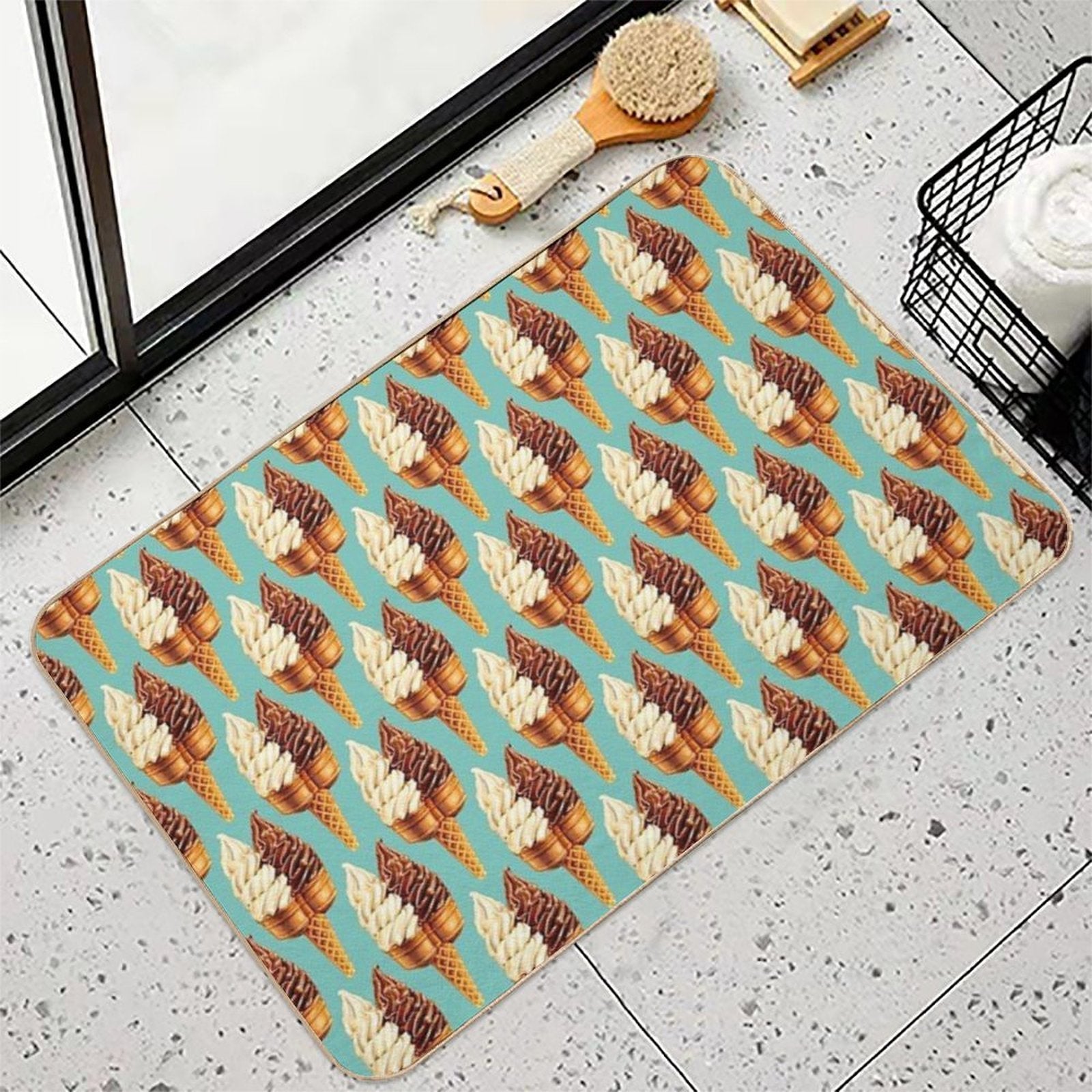 Twin Cone Pattern - Teal  Anti-Trip Bath Mat
