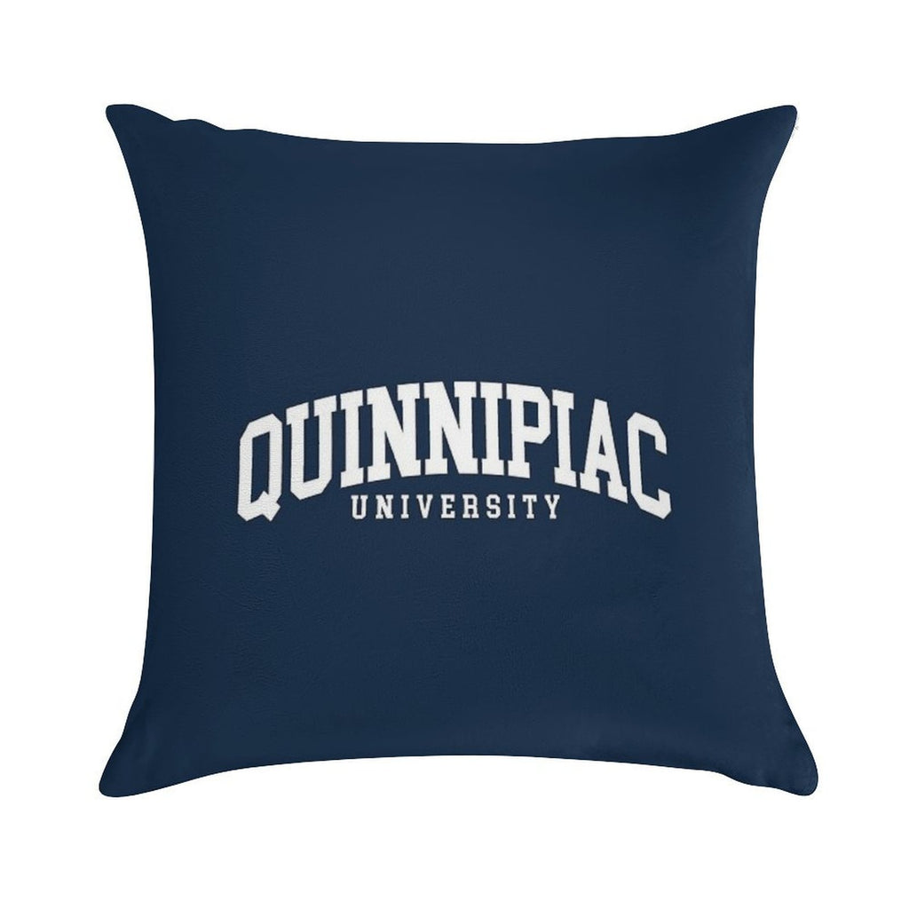 Quinnipac - College Font Curved Soft Hidden Zipper Throw Pillow
