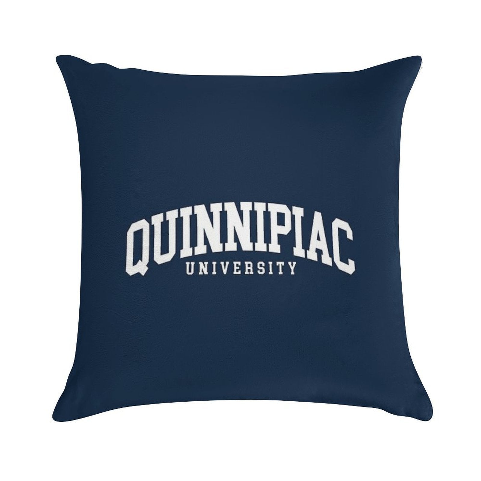 Quinnipac - College Font Curved Soft Hidden Zipper Throw Pillow