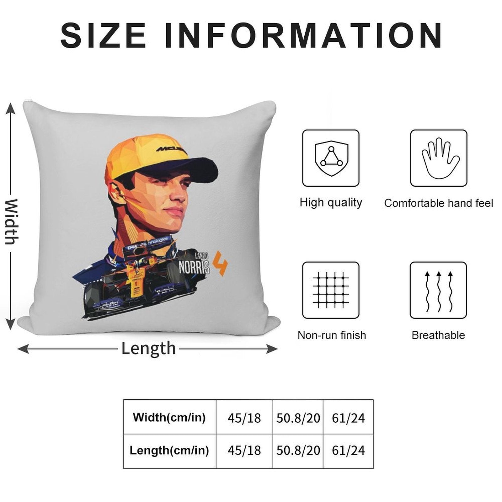 Lando Norris Low Poly V2 Soft Reinforced Edging Throw Pillow