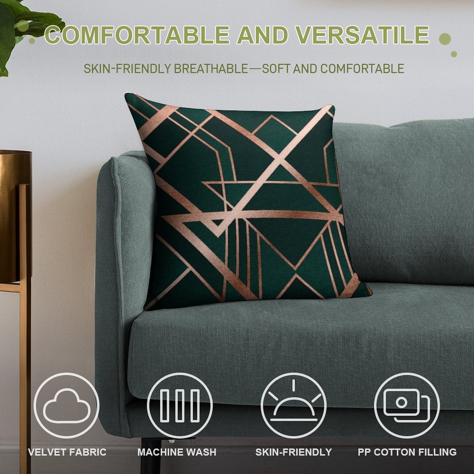 Green Art Deco Soft Multiple Sizes Throw Pillow