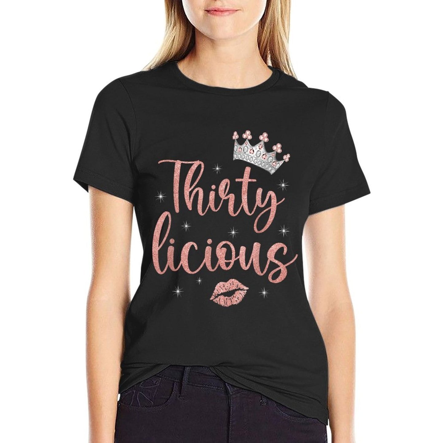 30th Birthday Thirtylicious Decorations 30 Yrs Old  Ribbed Collar T-Shirt