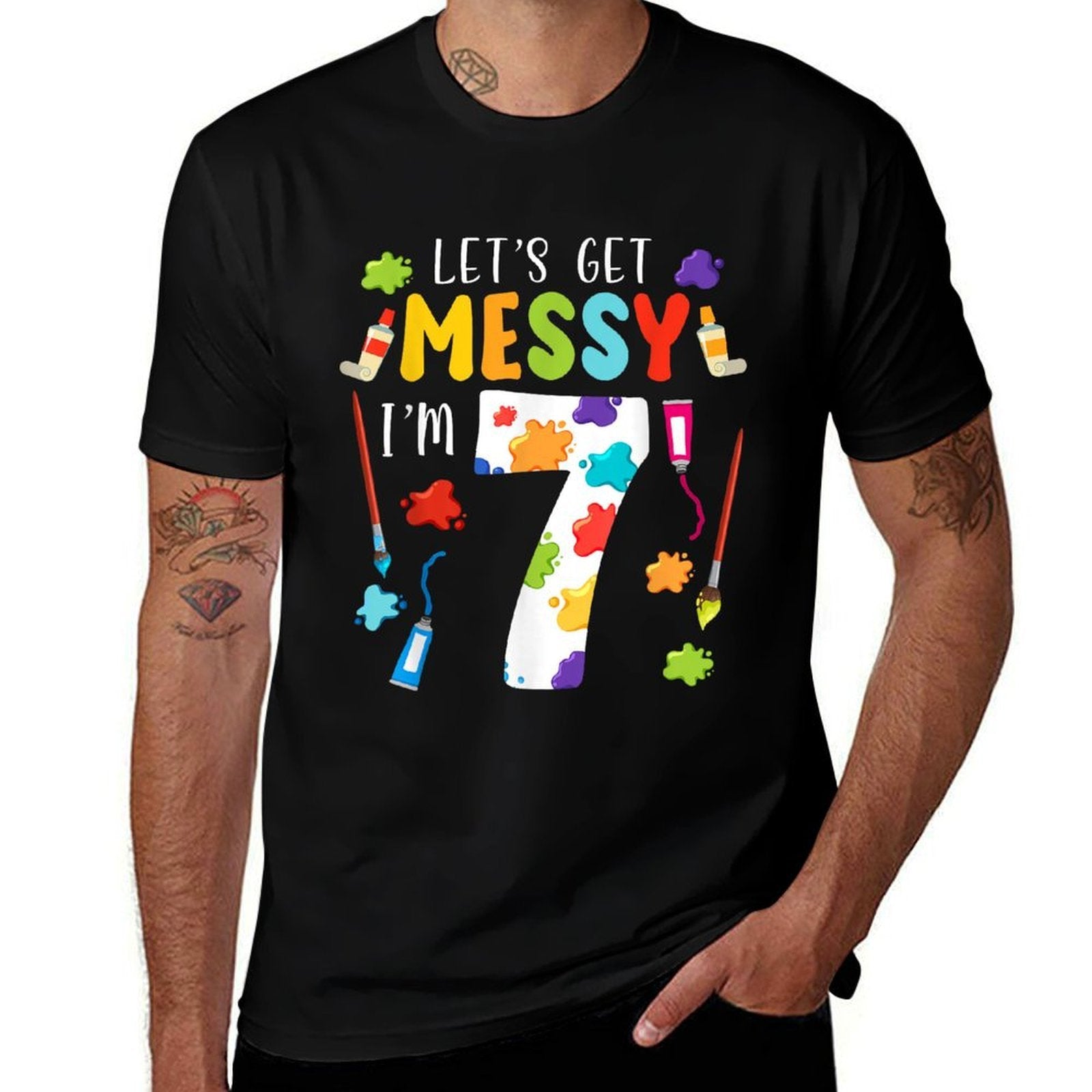 Art Painting 7th Birthday Artist 7 Years Old Party Theme  Stretchy T-Shirt