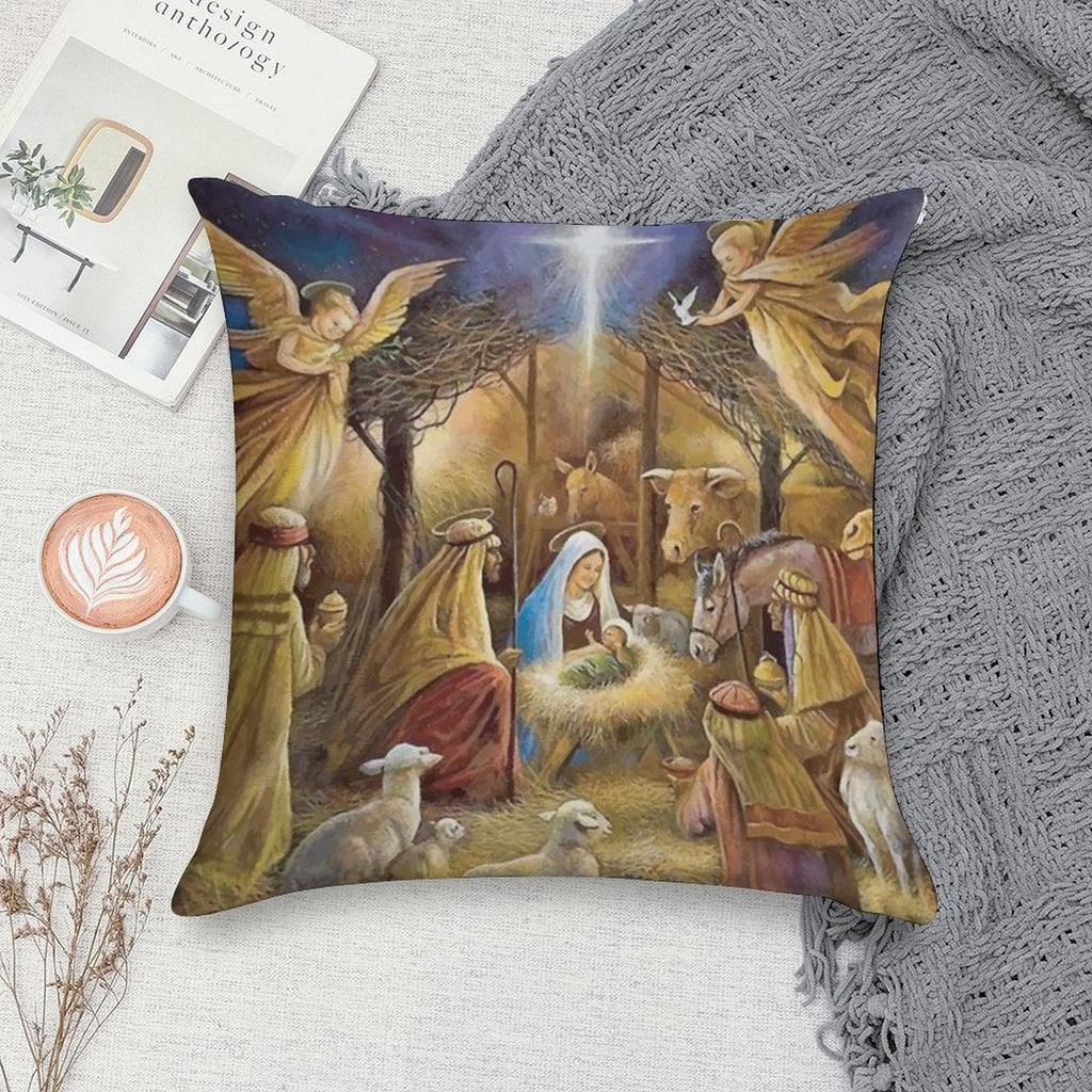 Christian Christmas Nativity Soft Multiple Sizes Throw Pillow
