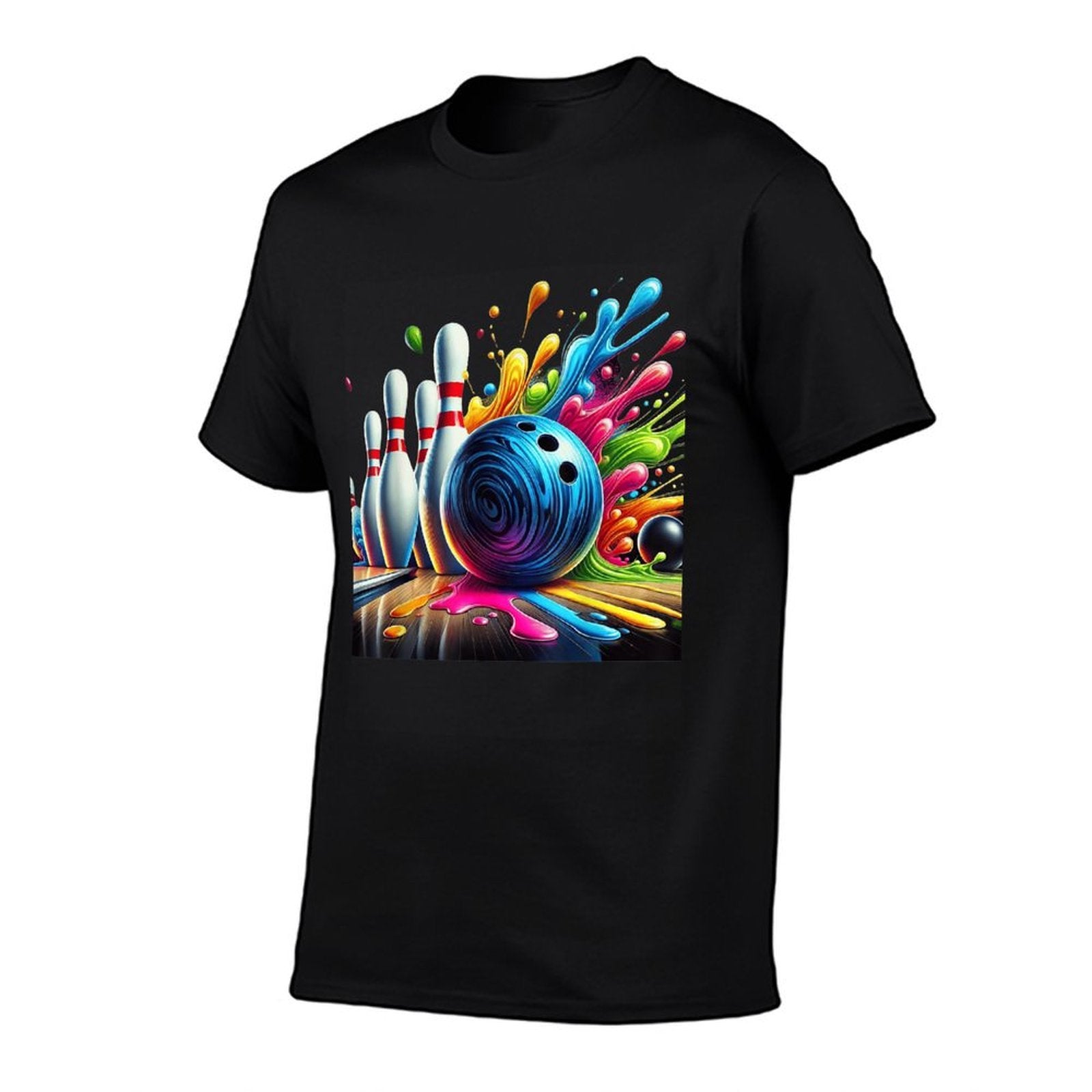 Colorful Bowling Crew Tie Dye Graphic Men Women Bowler  Wrinkle-resistant T-Shirt