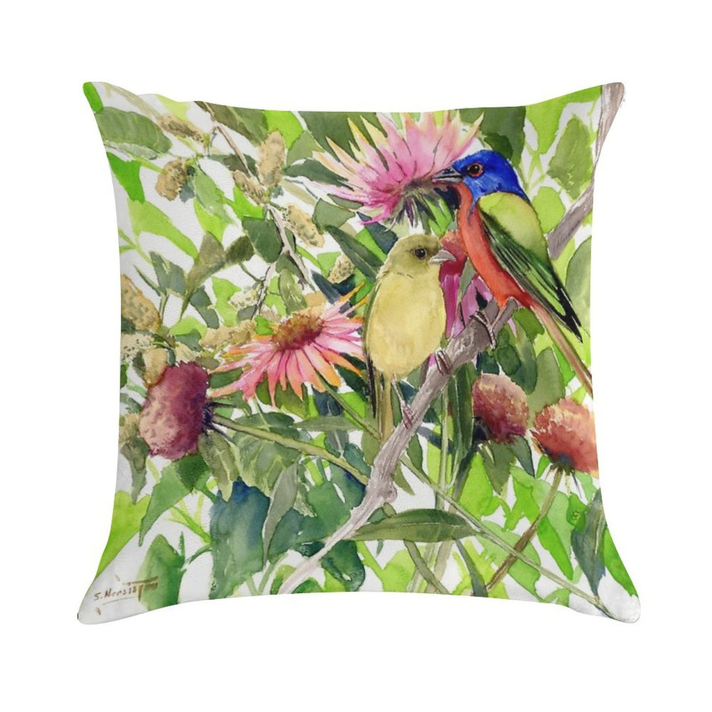 Painted Bunting Birds in The Wild Soft Bedroom Essential Throw Pillow