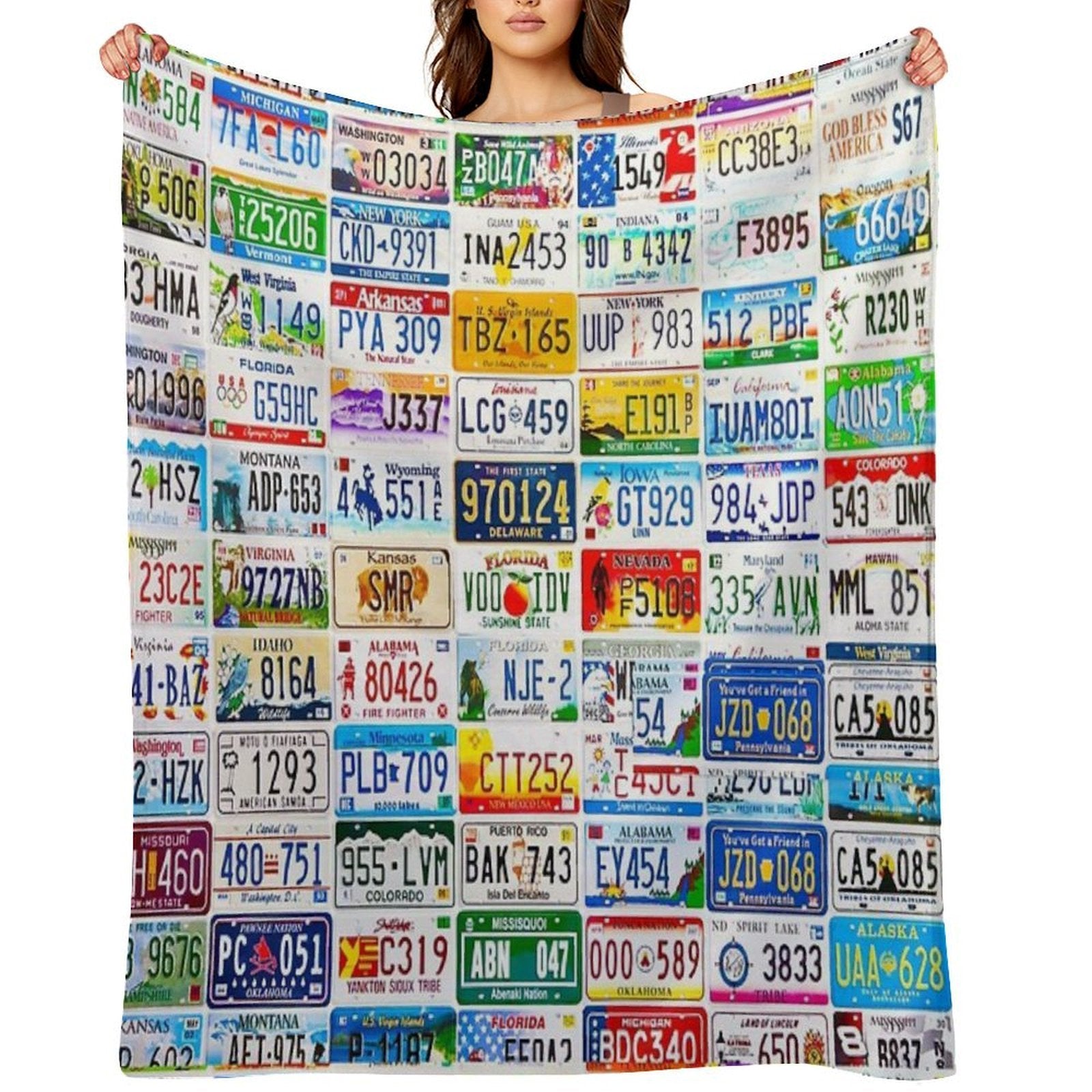 Licence Plate Wall Machine-washable Throw Blanket