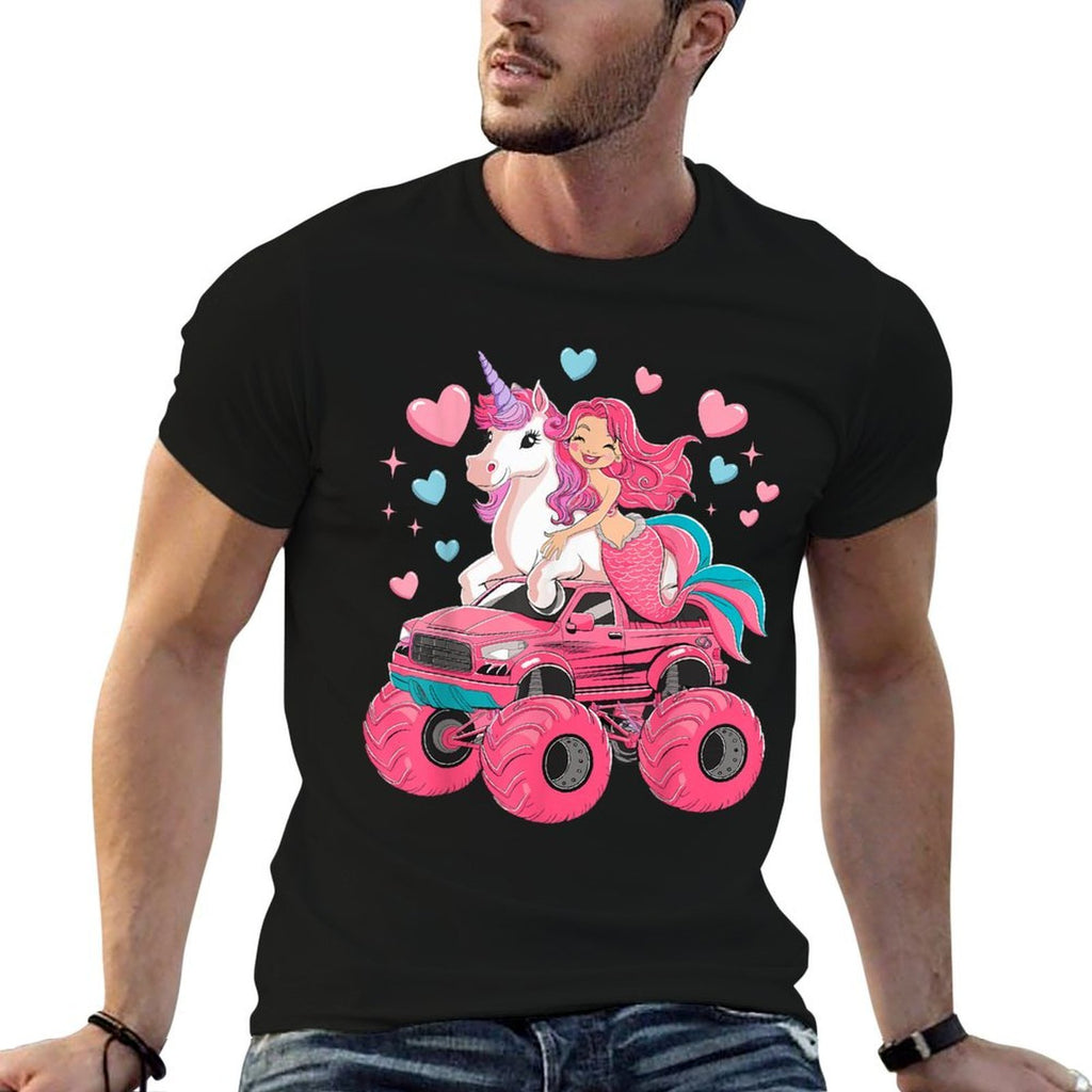 Mermaid Unicorn Monster Truck Birthday Party Monster Truck  Eco-friendly Material T-Shirt