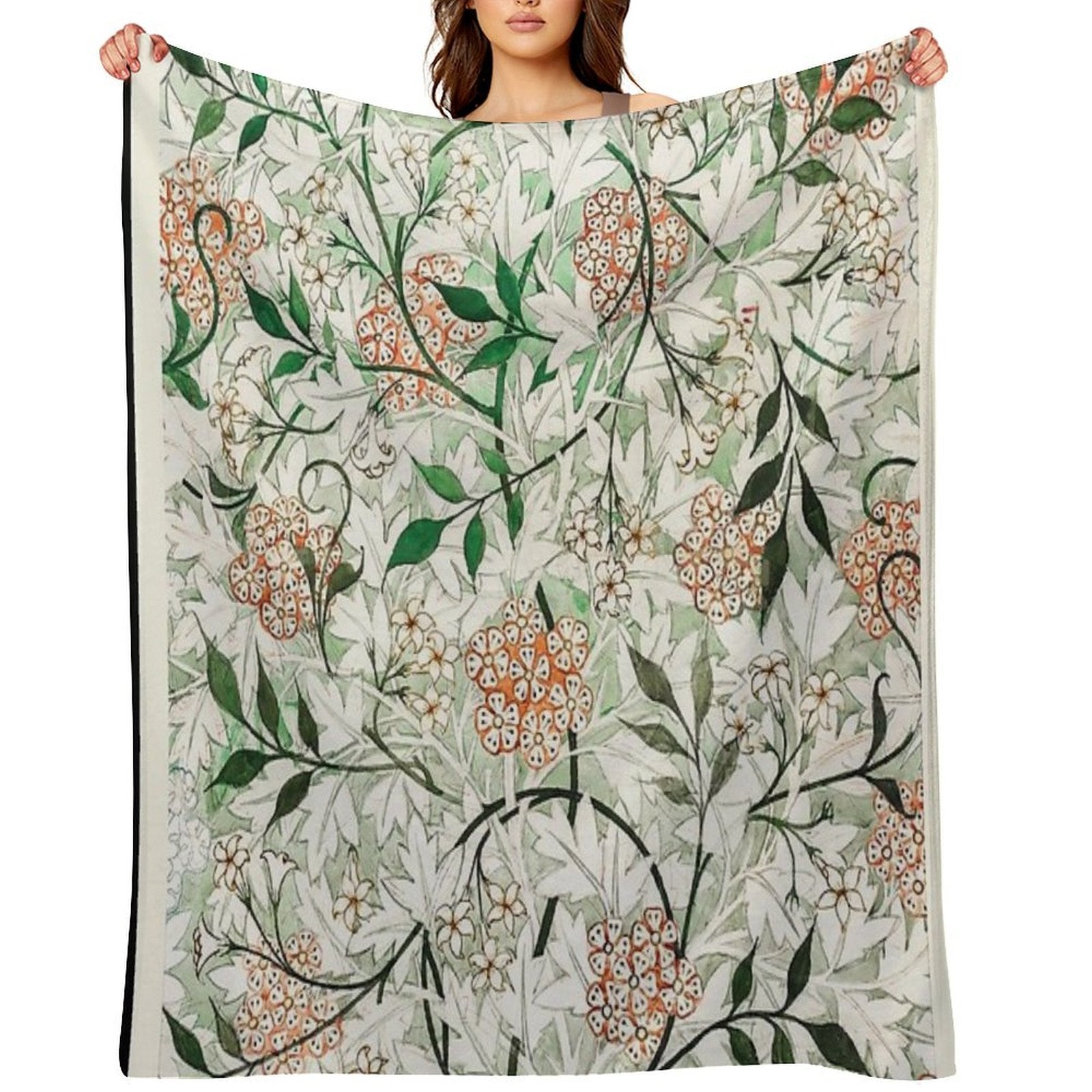 William Morris - Jasmine Travel-friendly Throw Blanket