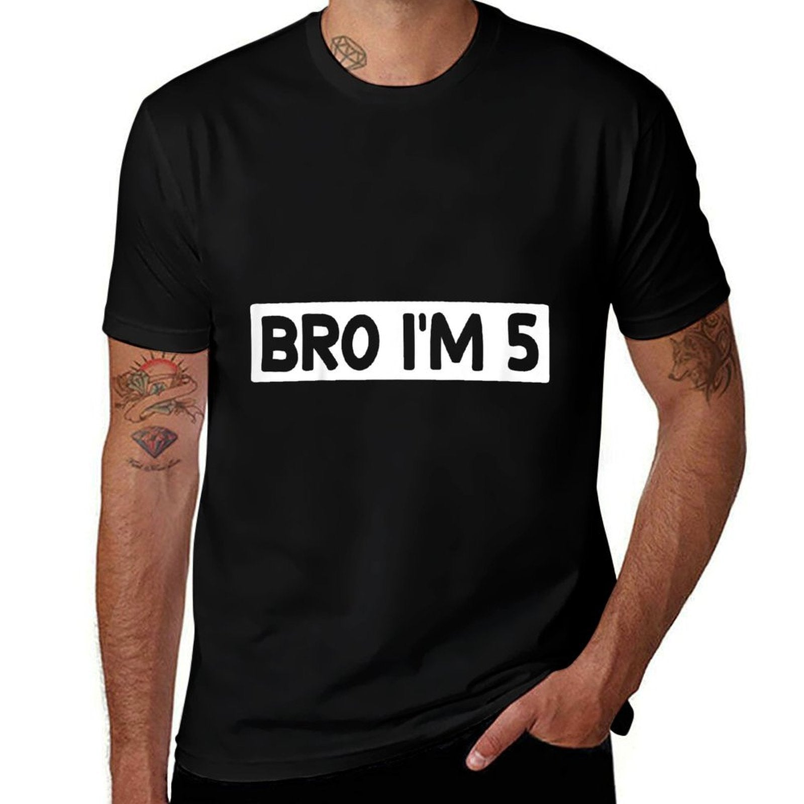 Kids 5th Birthday Boy Bro I’m 5 Year Old  Trendy Pattern T-Shirt
