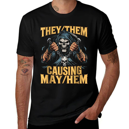 They Them Causing Mayhem Funny Brainrot Cringe Skeleton Meme  Soft T-Shirt
