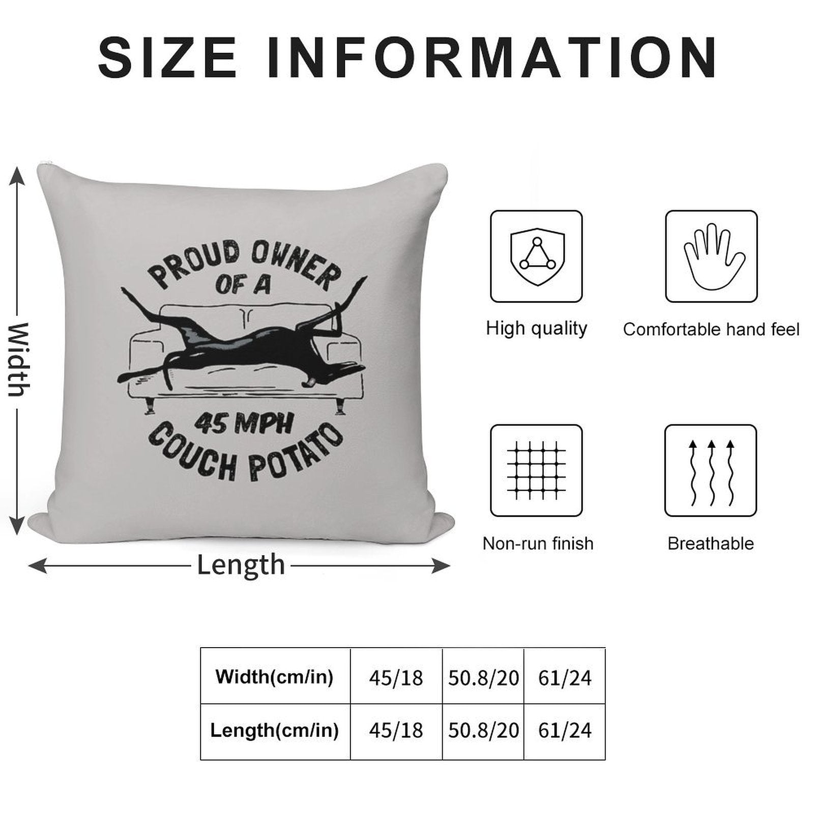 Proud Owner of A 45MPH Couch Potato - Funny Greyhound Gift Soft Fade-Resistant Throw Pillow