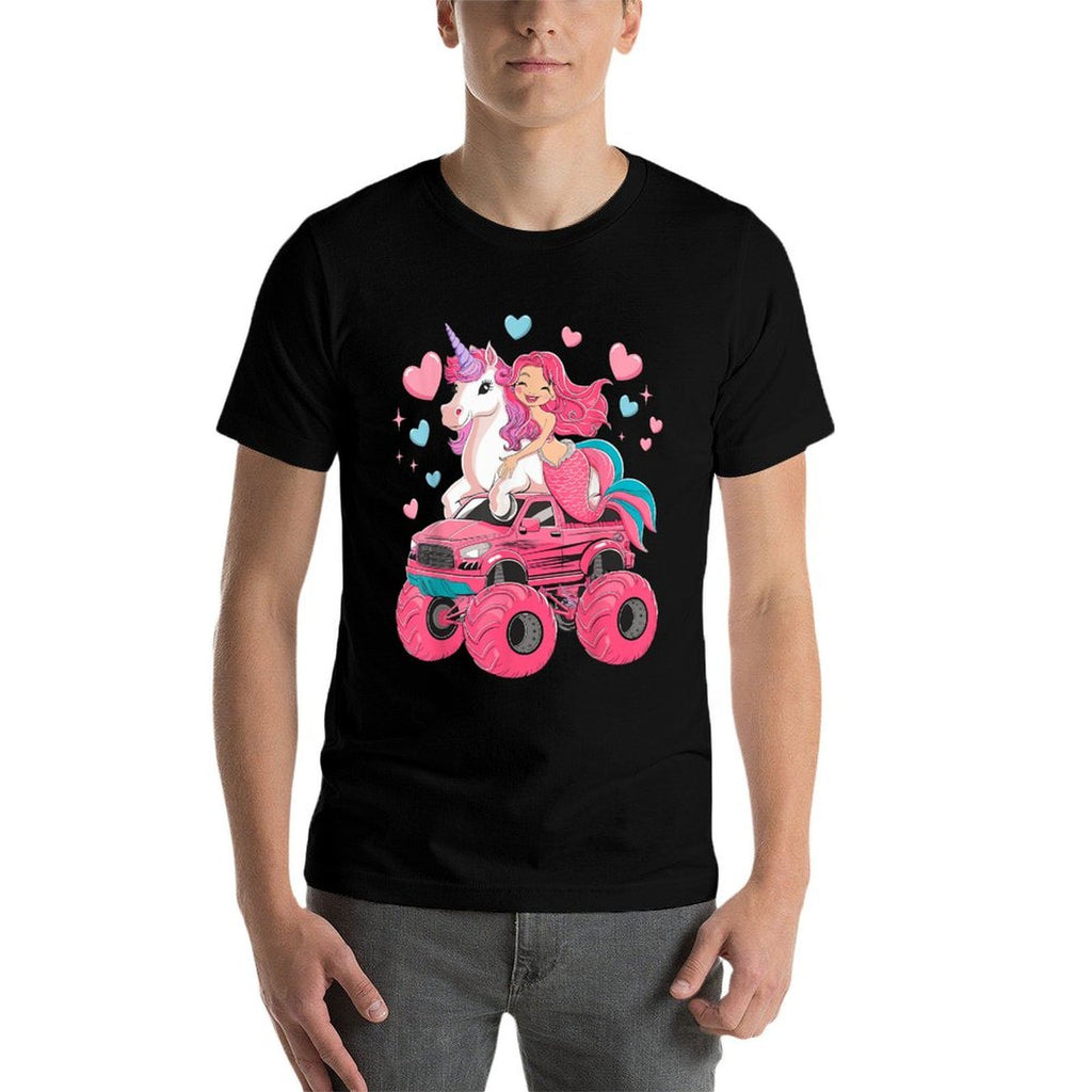 Mermaid Unicorn Monster Truck Birthday Party Monster Truck  Eco-friendly Material T-Shirt