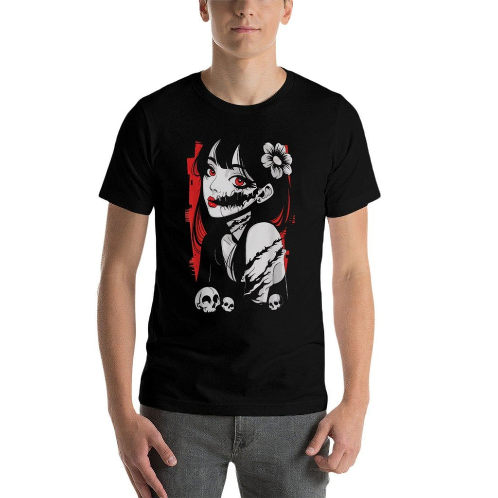 Horror Anime Manga Japan Kawaii Goth Gifts For Men Women Kid  Oversized Silhouette T-Shirt