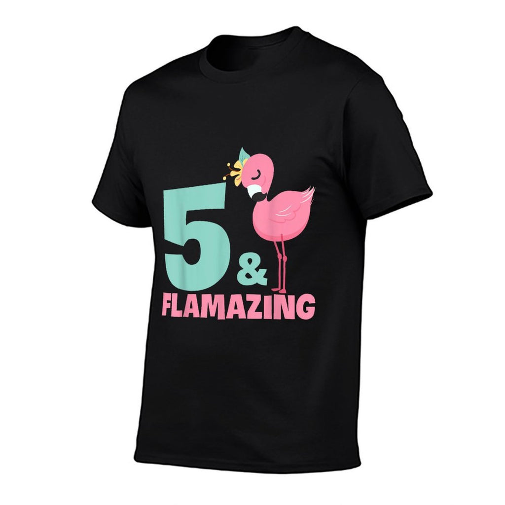 Flamingo Girl Birthday Party Theme 5 Years Old & Flamazing  Stretchy T-Shirt
