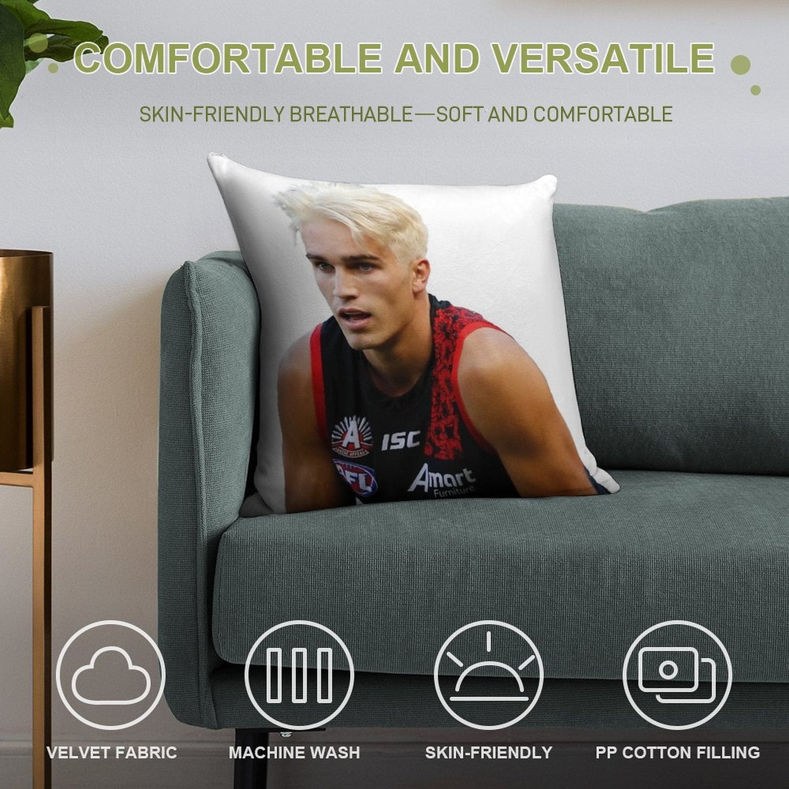 Matt Guelfi Soft Short Plush Fabric Throw Pillow