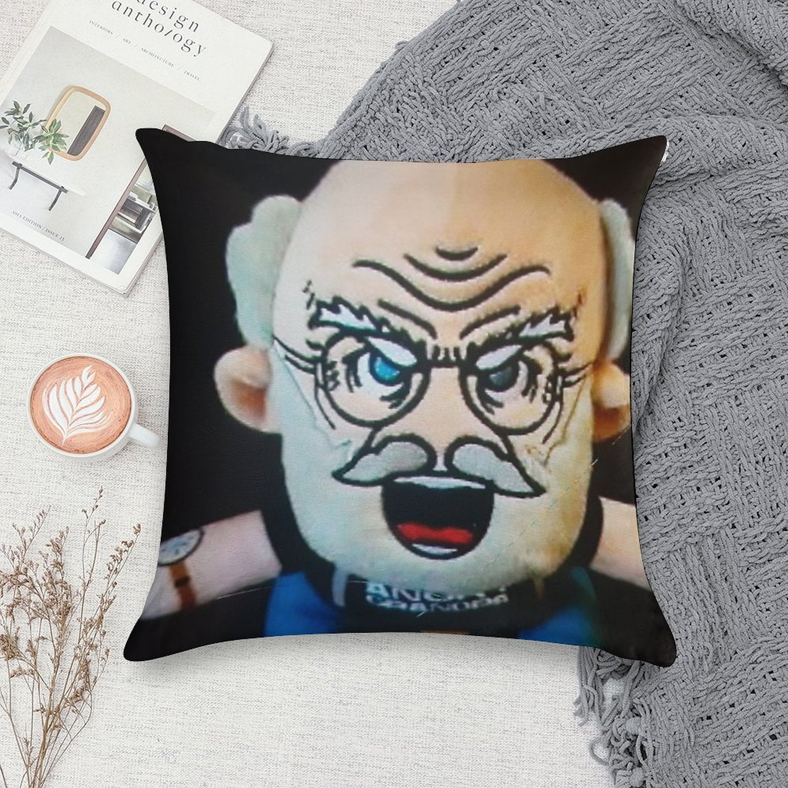Angry Grandpa Plush Doll Merch Soft Durable Construction Throw Pillow